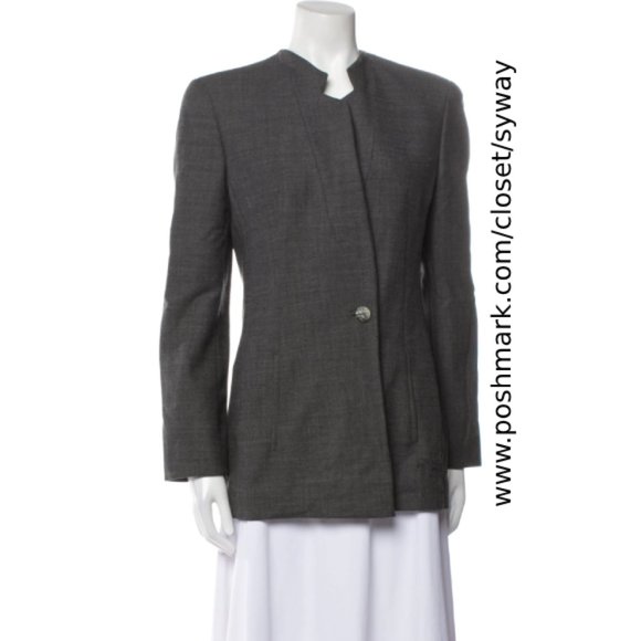 Giorgio Armani Vintage Style Gray Lightweight Stretch Wool Blazer - Picture 1 of 17
